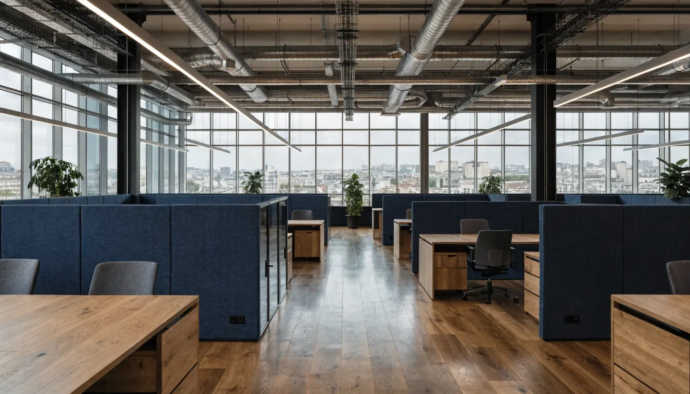 Bureau tertiaire moderne après relamping LED