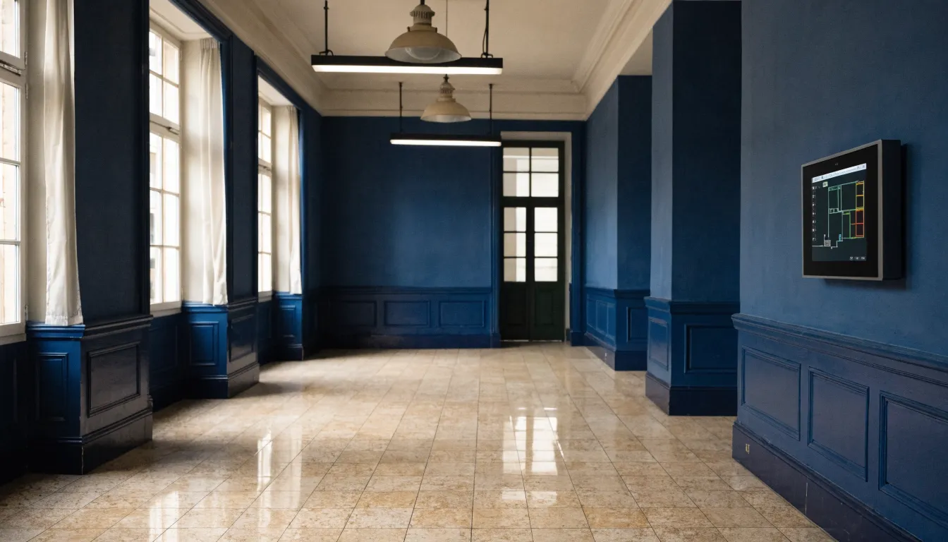 Couloir lycée éclairé en LED moderne